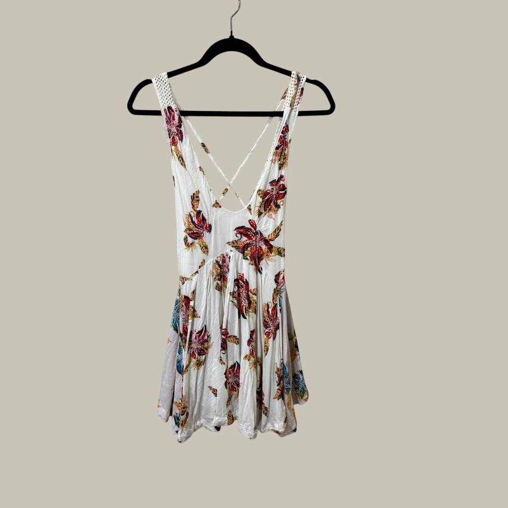Free People Thought I Was Dreaming Floral Mini Dress Ivory Combo Bohemian XS